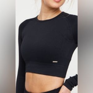 LILIAS ACTIVE Ribbed Seamless Crop Top - Brown / S